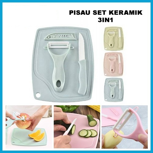 ( TALENAN + PEELER BUAH + PISAU ) PISAU SET 3 IN 1