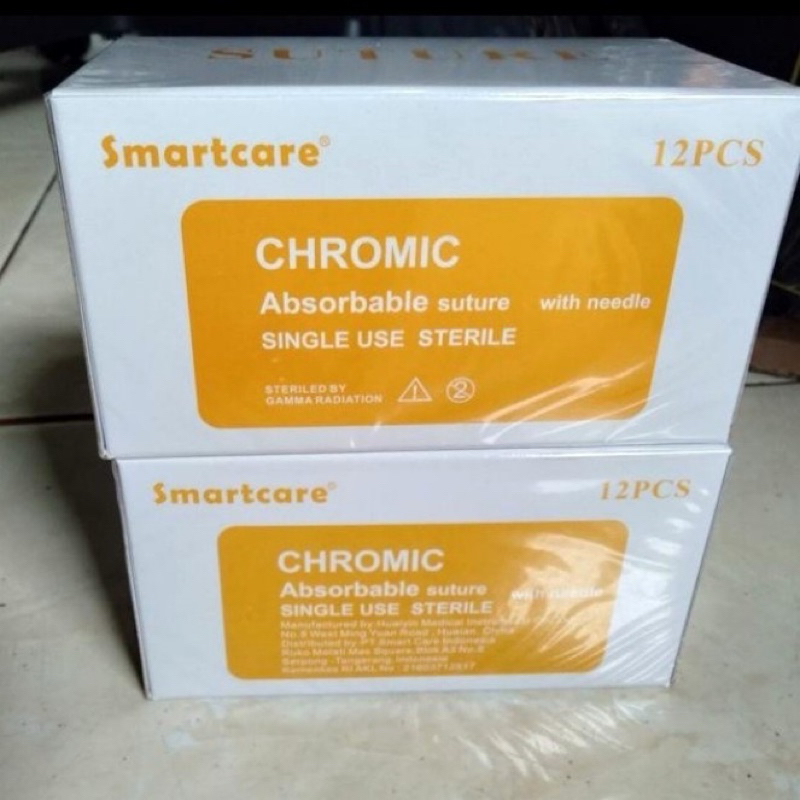 Catgut Chromic Smartcare + Needle / Benang Jahit Catgut Chromic Box