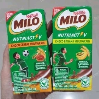 

Milo nutriactiv susu UHT coklat rasa Choco Banana / Choco cereal multigrain 180ml per varian