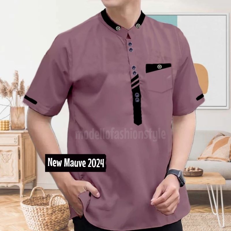 ZAVIER - (LIMITED) BAJU KOKO KURTA KEMEJA PRIA TERBARU KATUN JUMBO POLOS UNGU MAUVE PLUM LAVENDER BU