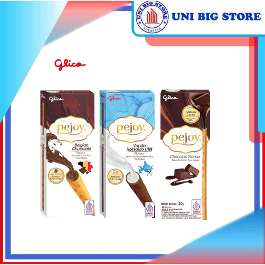 

Glico Pejoy Stick Biskuit Stik Chocolate | Vanilla Hokkaido Milk 16 gr Coklat Krim