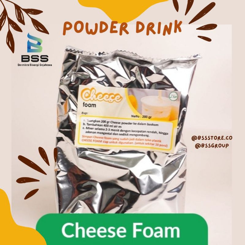 

CHEESE FOAM / Bubuk Foam Rasa Keju Power Cheese Foam Premium 200gr bahan toping minuman kekinian dan nikmat disajikan dingin maupun hangat.BSS POWDER