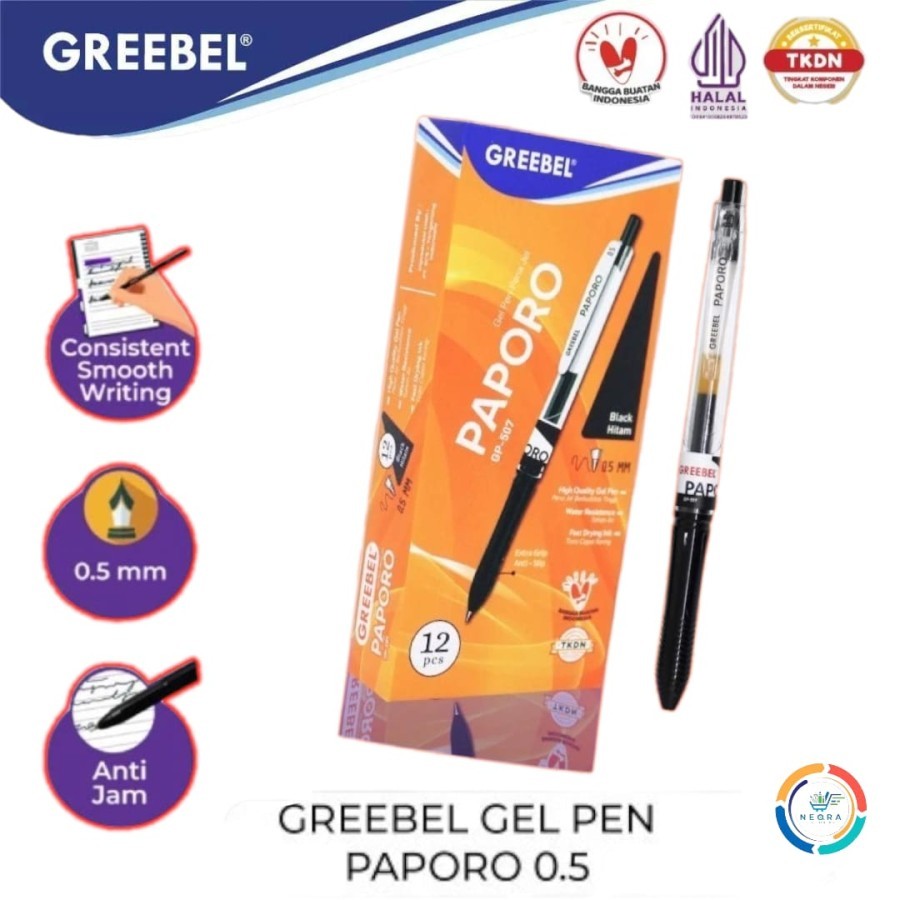 

[1 Pcs] Ballpoint / Pulpen / Pen Gel GREEBEL PAPORO 0.5mm GP-507