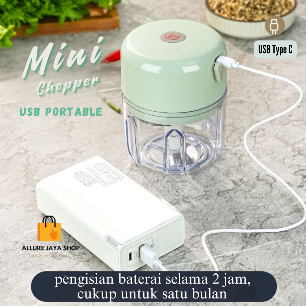 [Allure] Mini Chopper Portable USB Mini Chopper Garlic Blender Portable Mini USB