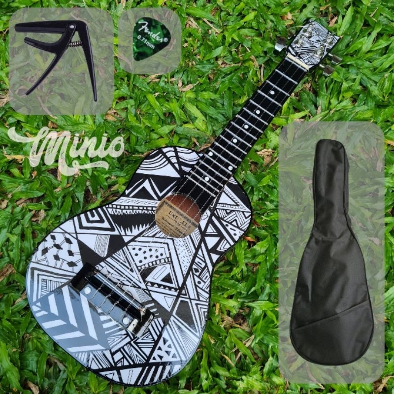 Ukulele DG Senar 4 Paket Komplit ( Ukulele + Pick + Tas + Capo )