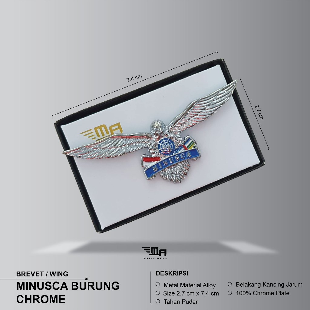 WING MINUSCA BURUNG GOLD CHROME BREVET BRIVET MINUSCA BURUNG PIN