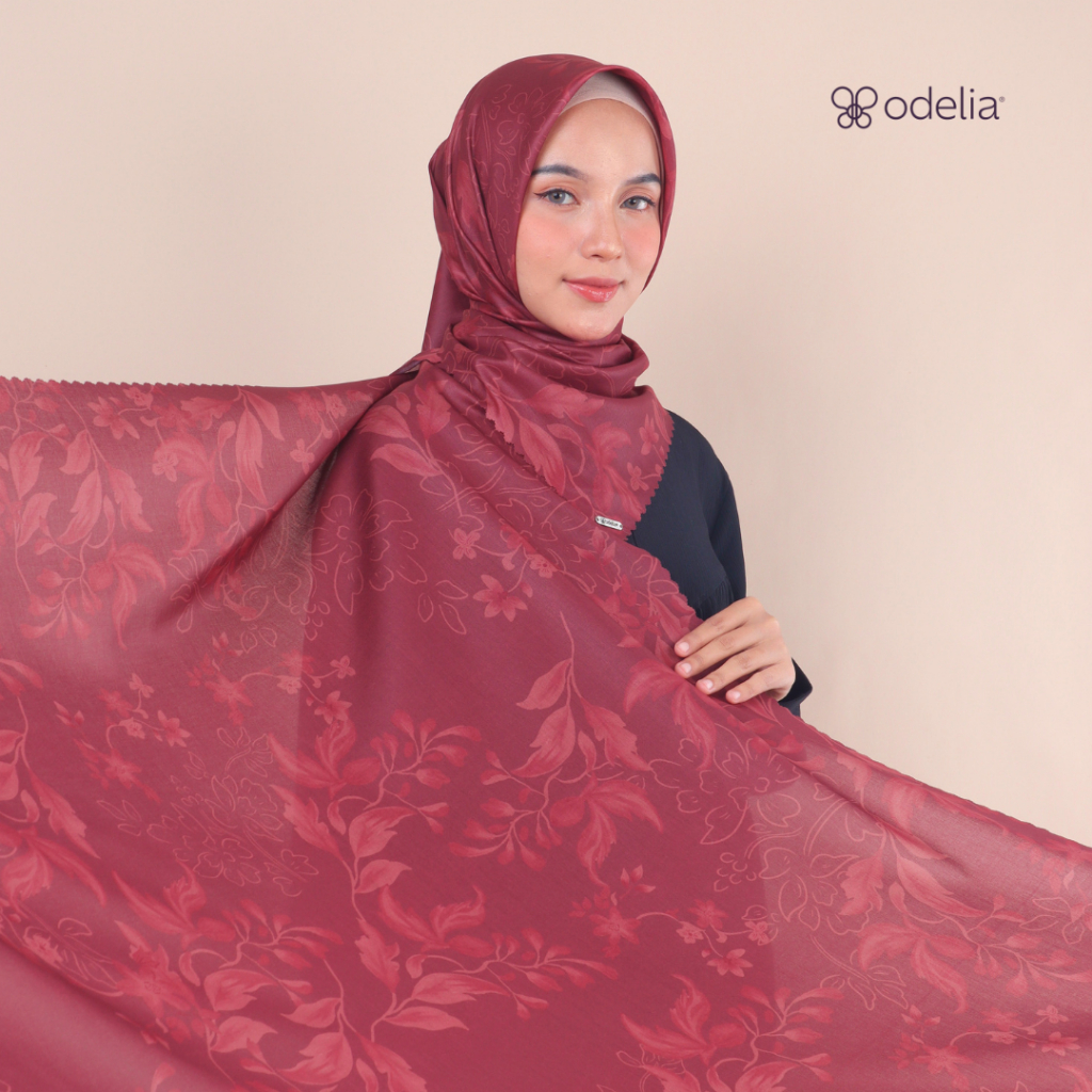 Odelia - Malen Scarf I Hijab printing segi empat motif I Segiempat premium I Jilbab motif lasercut