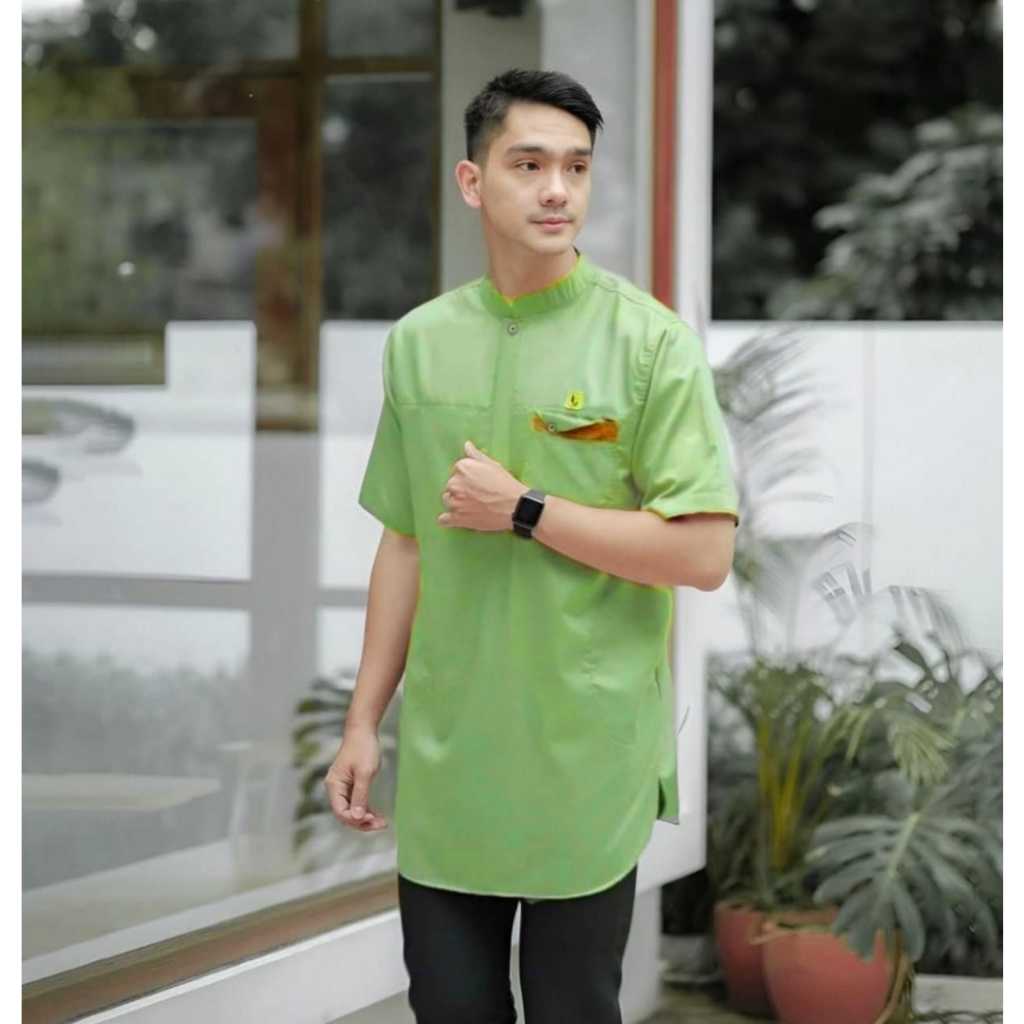 baju koko atasan pria kurta warna sage dewasa