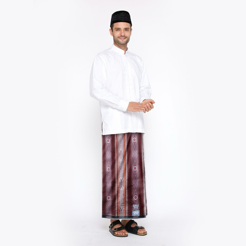 Sarung BHS Excellent Silver Motif Jacquard Songket Coklat 02