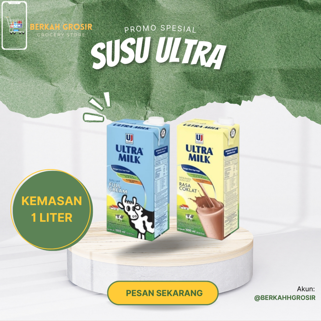 

SUSU UHT ULTRA MILK FULL CREAM DAN COKLAT 1 LITER