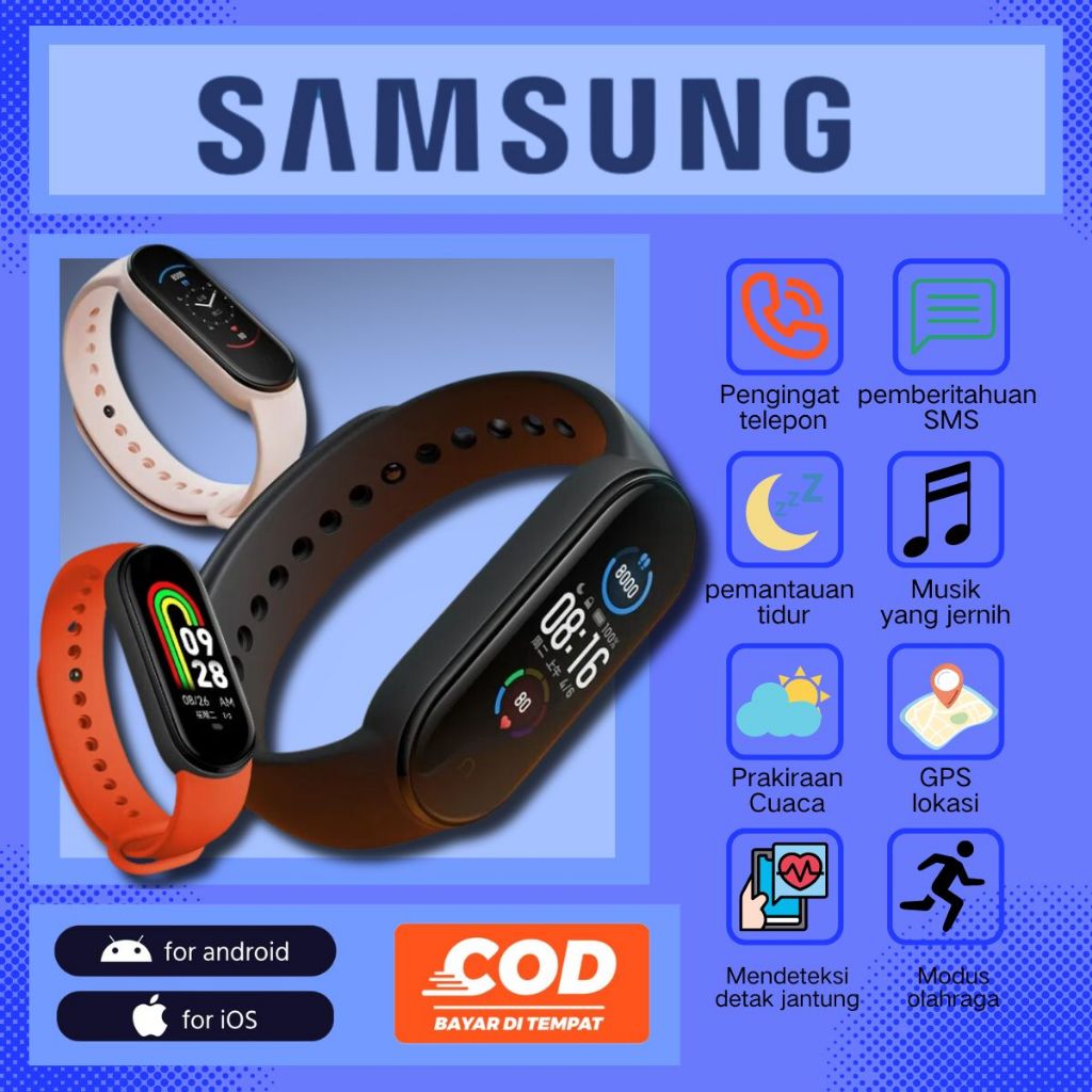 【100% Original】SAMSUNG Smartband M8  Waterproof Touch Screen Heartbeat Monitor - Blood Pressure Monitor Smartwatch Wanita Pria smart band 8 jam tangan smartwatch