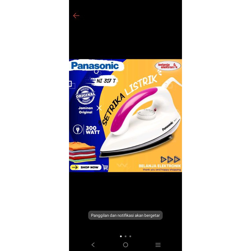 Setrika baju panasonic NI 317 T dry iron NI-317T Cocolo