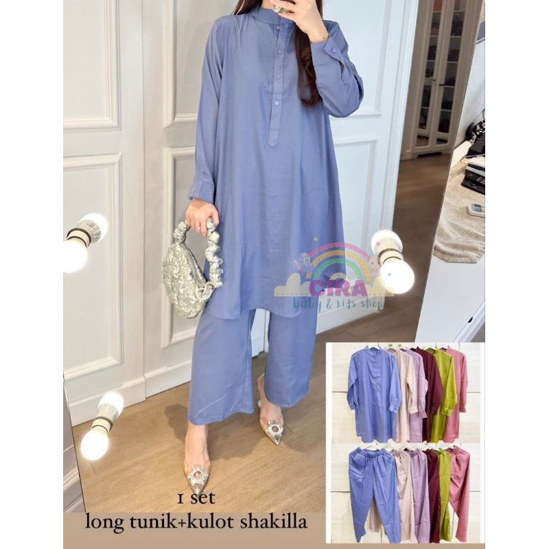 Naura One Set Long Tunik Bahan Shakila All Size