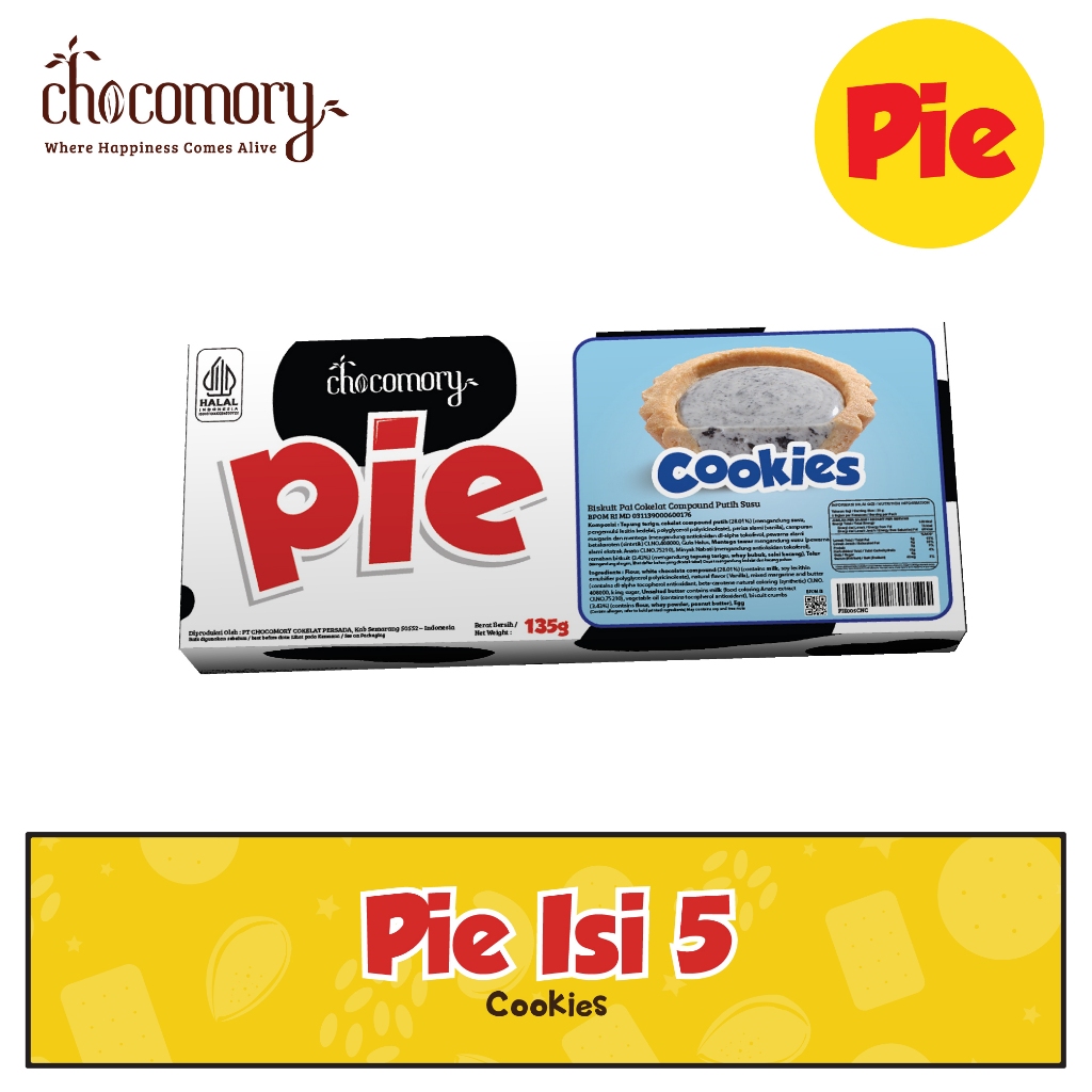 

Chocomory Pie Cookies & Cream Isi 5 - 150 Gr x 1 Pc