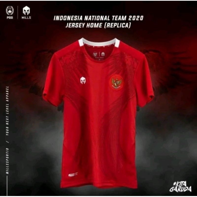 Jersey timnas indonesia home replica version original mills 2020