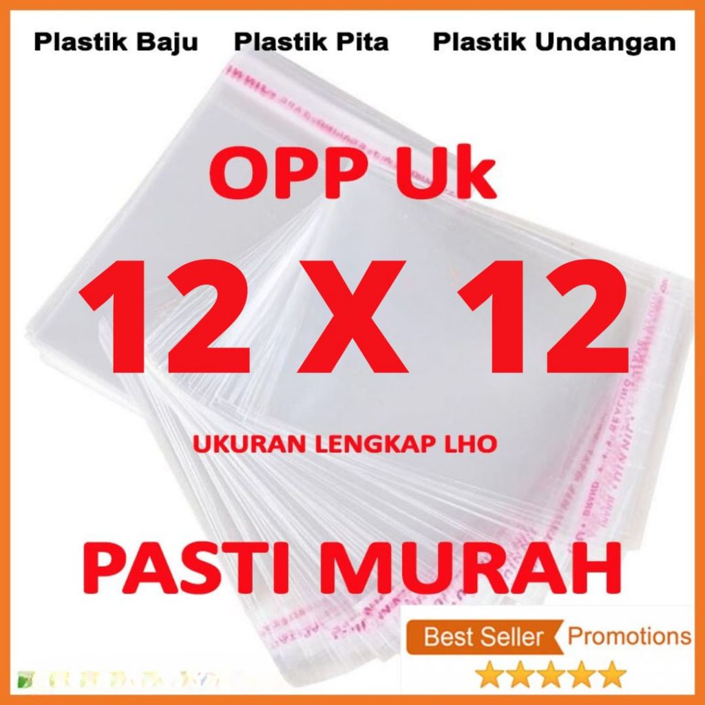 

OPP LEM PLASTIK KACA 12 X 12 DVD,Bakery,Undangan,Roti,Amplop,Angpao (Isi 100 Lembar) 12x12