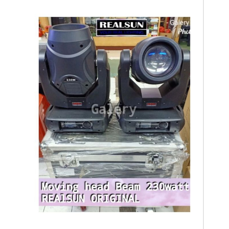Moving head beam 230watt 7R prisma gobo fullcolour merek redsun original harga utk 2 unit