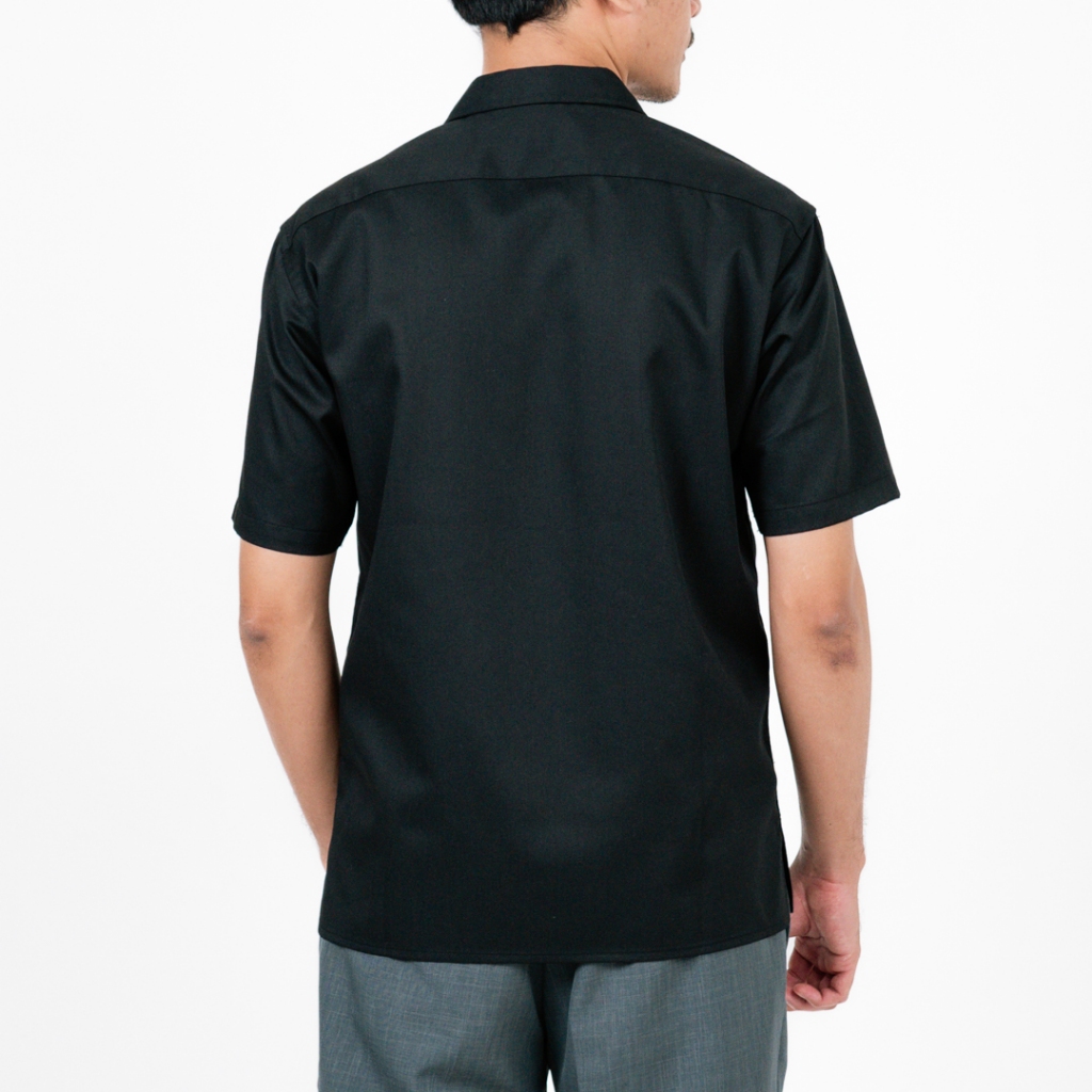 Screamous Kemeja Shortsleeve Shirt Open Collar SADE BLACK