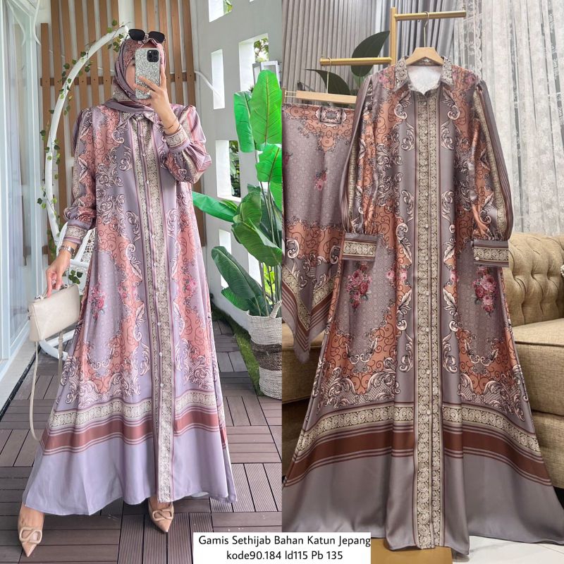 Gamis sethijab bahan katun Jepang gamis lebaran