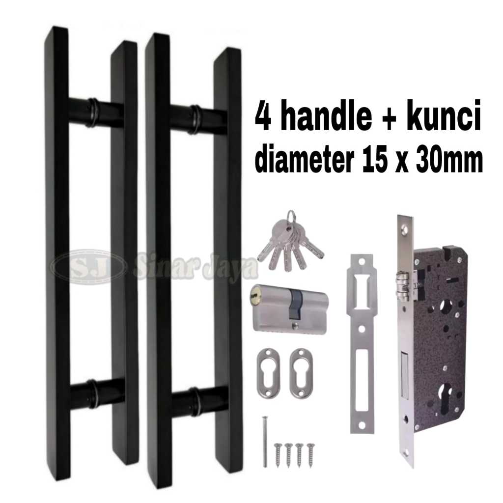 paket 4 handle pintu kaki tembus model kotak minimalis stainless tarikan gagang pintu rumah minimali