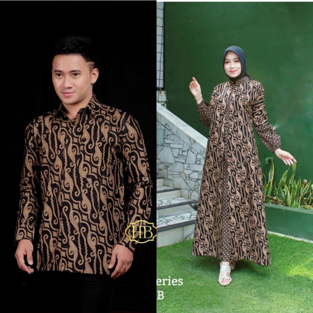 gamis batik couple kombinasi modern