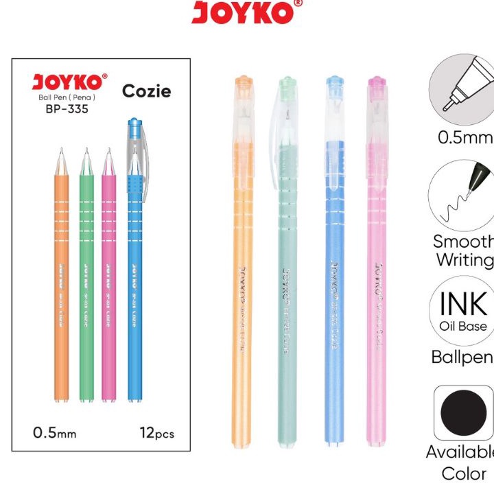 

C6369 12PC Ball Pen Pulpen Pena Joyko BP335 COZIE 5 mm