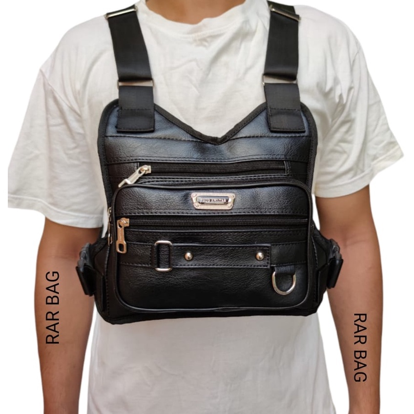 Mega Max Chest Rig Bag Tas Dada Kulit PU Leather Polo Amstar Chest Bag Tas Rompi Tactical Tas Selemp