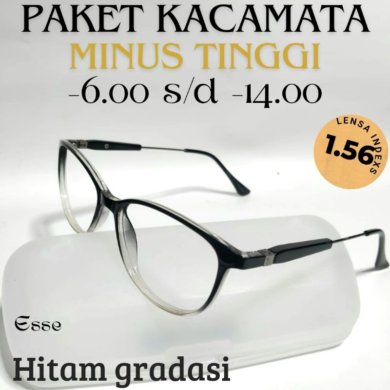 PAKET KACAMATA MINUS TINGGI LENSA STANDAR OPTIK ANTI RADIASI(UV) MINUS -6.00 s/d -14.00