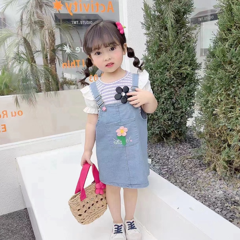 Berkualitas Overall anak perempuan baju kodok jins anak perempuan baju kodok 2in1 rok jins 14 thn