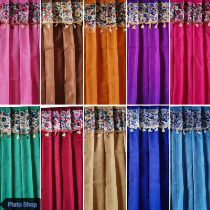 Gorden Wajik Pintu Jendela Panjang 180cm Polos Renda Murah