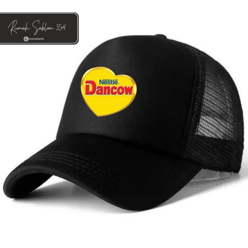 Topi NESTLE DANCOW logo SUSU | trucker baseball caps hat | snapback hitam jaring pria wanita dewasa 