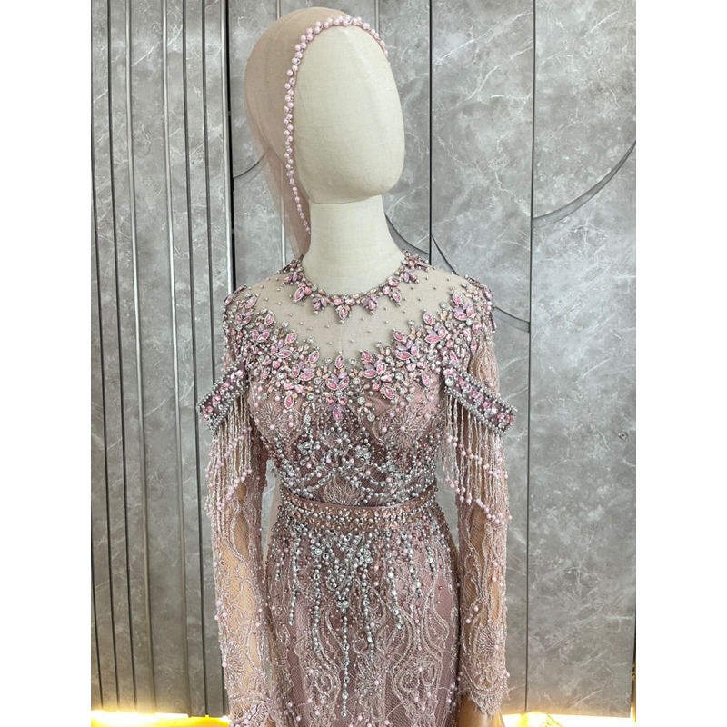 Gaun pengantin Rose gold Ready