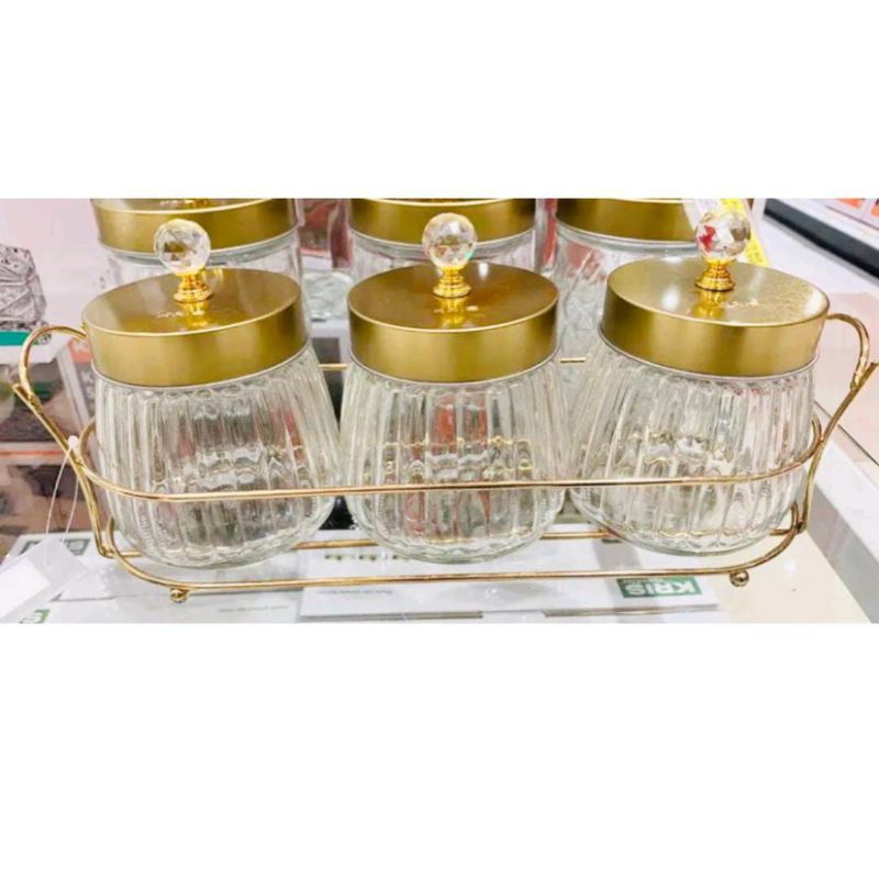 Toples kue lebaran dengan rak/toples mewah gold