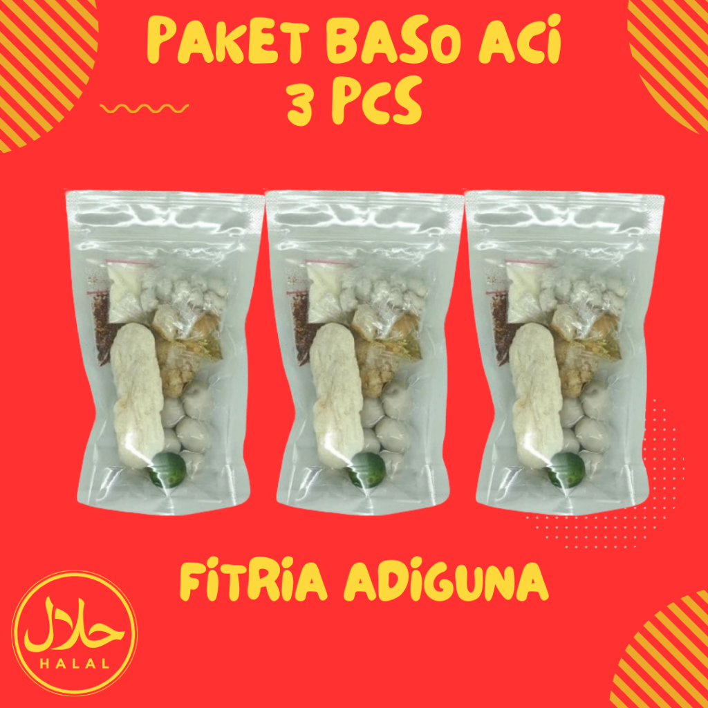 

PAKET 3 BUNGKUS BASO ACI INSTAN ASLI BANDUNG GURIH PEDAS SPESIAL KALDU AYAM BAWANG NIKMAT DAN HALAL