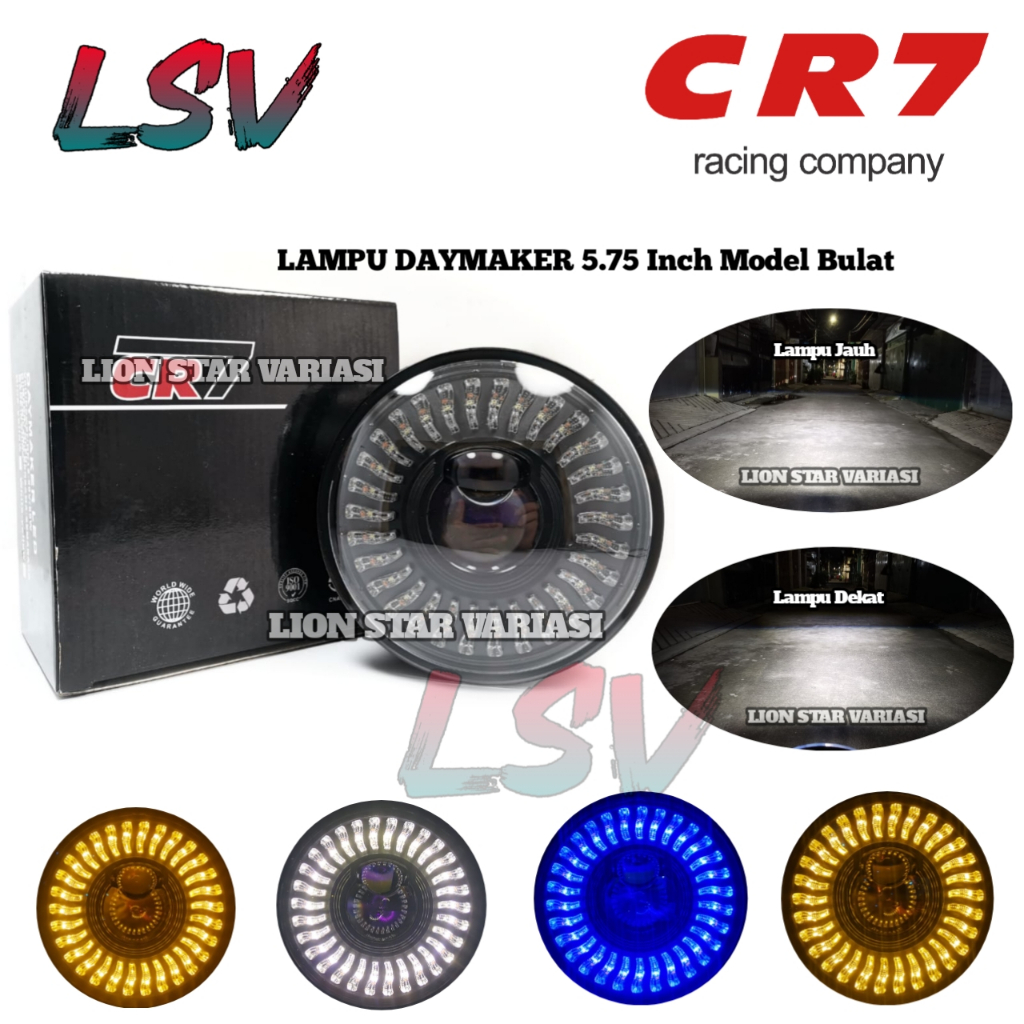 Lampu Depan Daymaker Headlamp Daymaker LED Model Bulat 5.75 Inch Bisa Untuk Motor Mobil Universal La