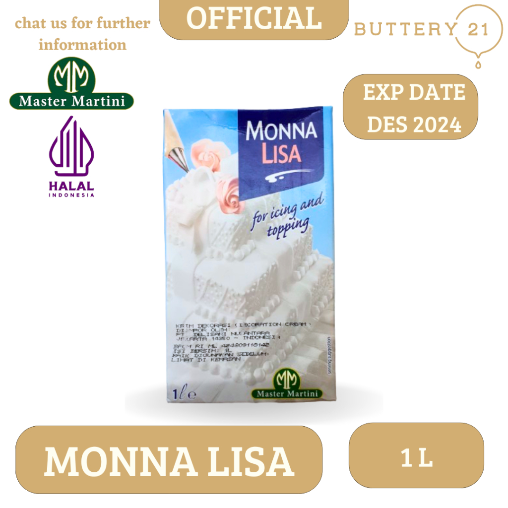 

MASTER MARTINI MONNA LISA 1 L/MONNALISA 1 L/MONNA LISA TOPPING 1 L/MONNA LISA WHIPPING CREAM 1 L