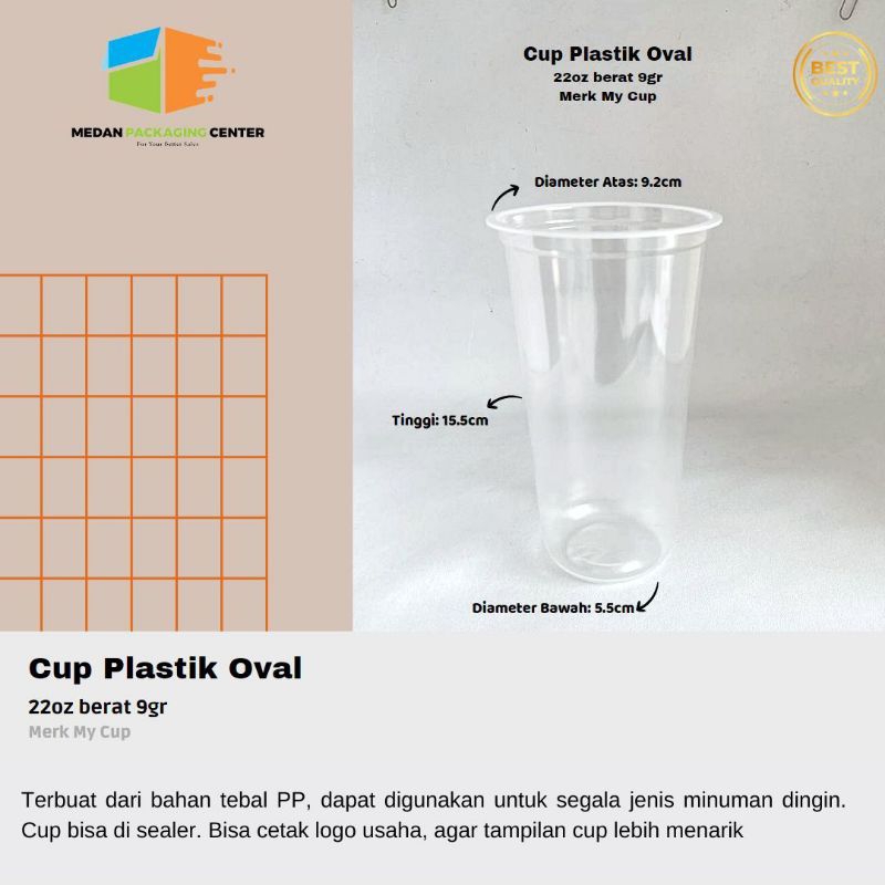 Cup Plastik Oval 22oz My Cup / cup plastik oval / cup minuman