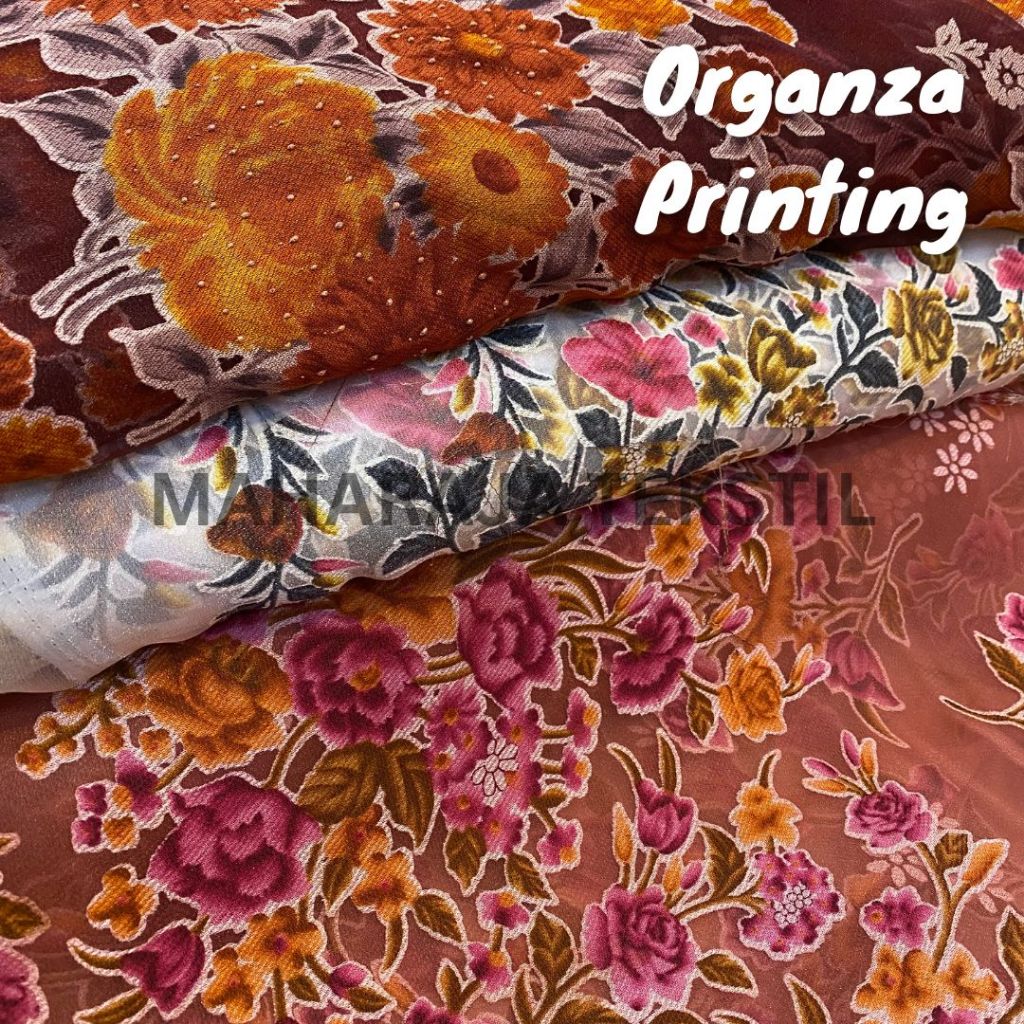 Kain Organza Printing / Organza Motif / Organza Motif Premium / Organza Motif Bunga / Organza Dab Da