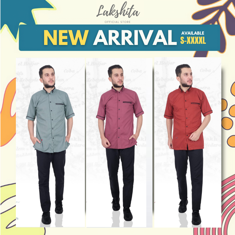 Baju Koko Kurta Pria Dewasa Lengan Pendek Ukuran Jumbo Terbaru 2024 Warna Merah Maroon Hijau Army Ba