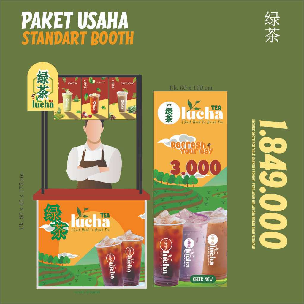 

PAKET BOOTH LUCHA TEA / PAKET KEMITRAAN MINUMAN KEKINIAN TEA & MIX DENGAN BOOTH