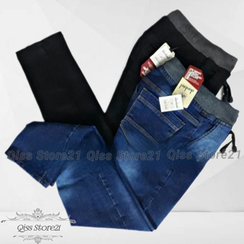 Celana Panjang Jeans Pinggang Karet Pria / Jeans Pinggang Karet / Celana Jeans Karet jumbo