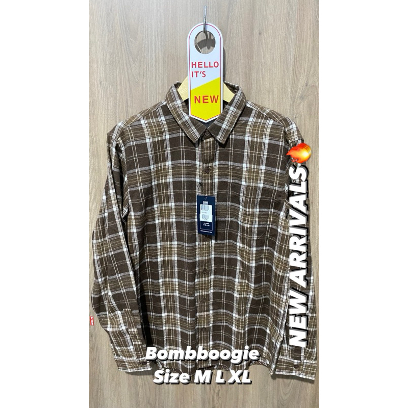 Kemeja Bombboogie Original bahan flanel size M L XL