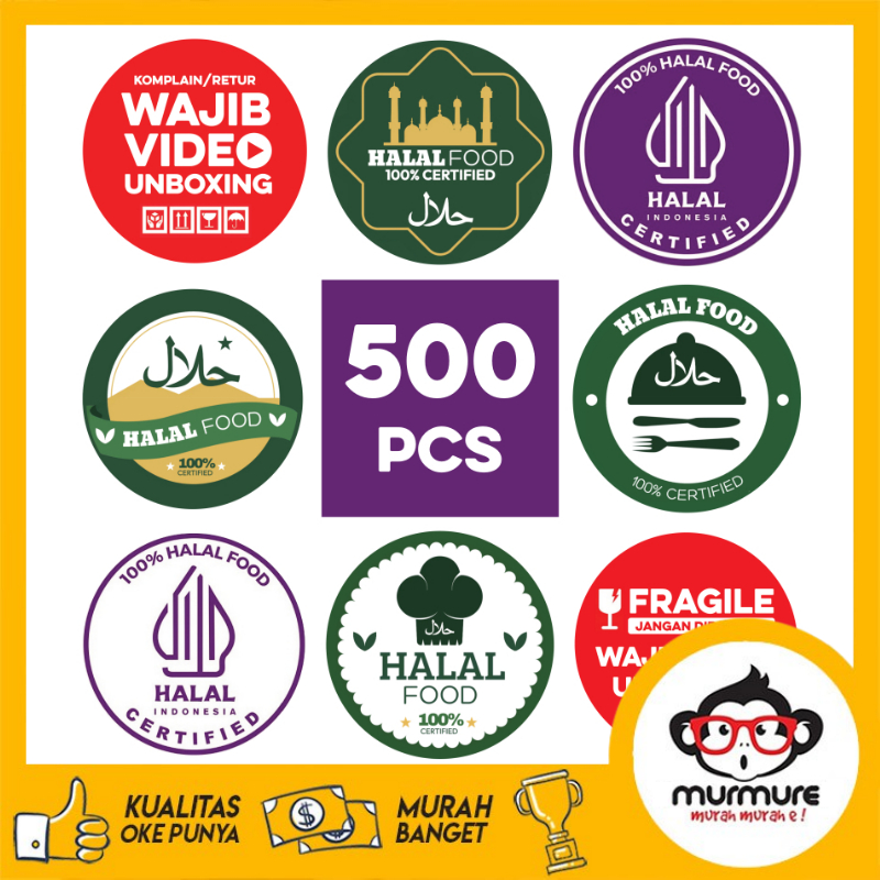 

MURMURE I 500 PCS STIKER HALAL WAJIB UNBOXING STICKER LABEL BULAT