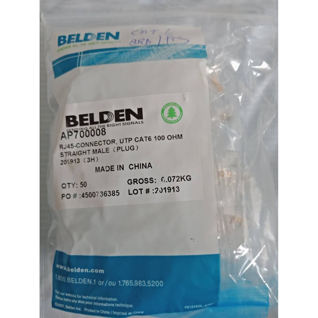 CONNECTOR RJ45 BELDEN CAT6 ORI