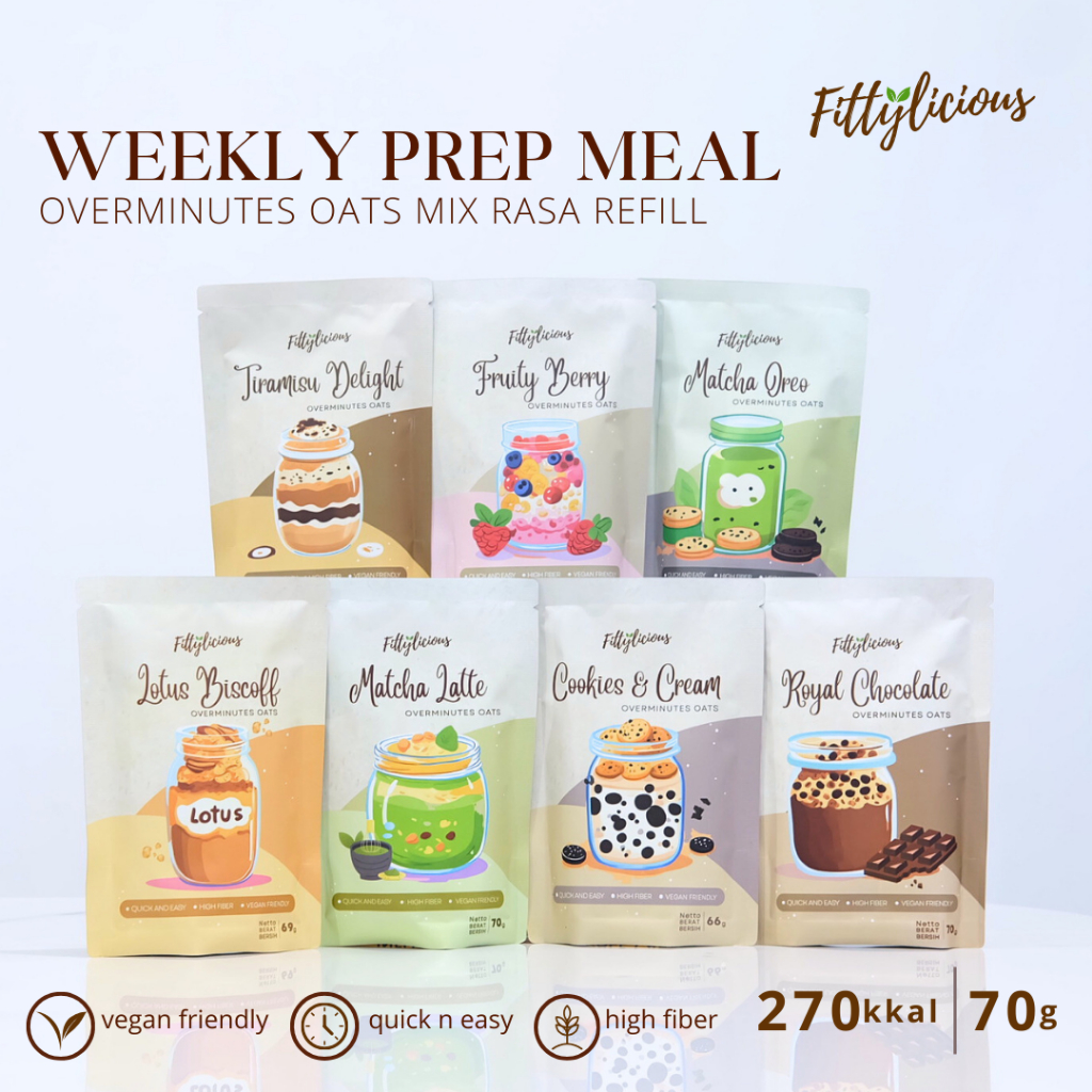 

Fittylicious DIY Overminutes Oats Refill Weekly Prep Meal / Oatmeal / Sereal Oat / Overnight Oats