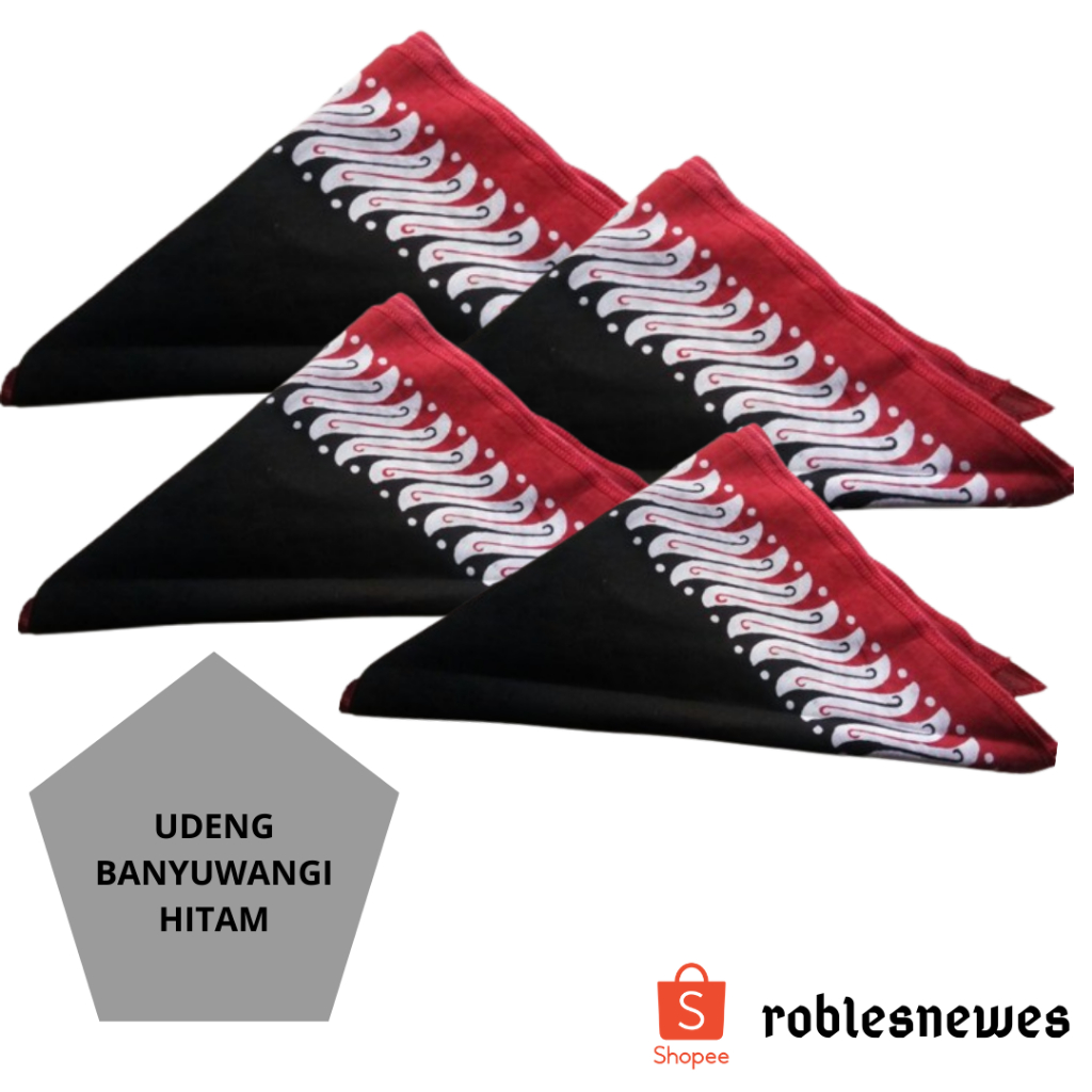 Udeng segitiga Banyuwangi / iket udeng segitiga motif jawa timuran - HITAM