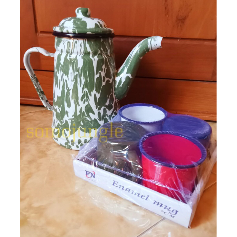 SET LURIK TEKO ESKAN 13 dan 4PCS CANGKIR ENAMEL POLOS 7