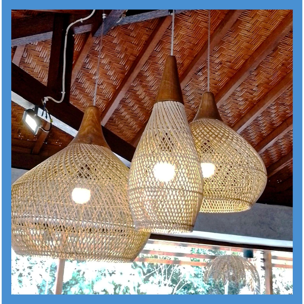lampu rotan gantung D50CM / lampu rotan gantung aesthetic / lampu gantung cafe