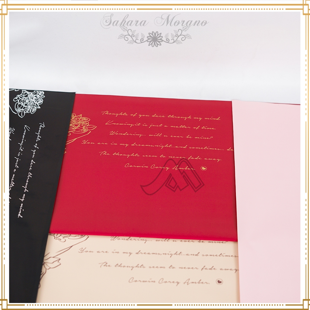 

20 Pcs Flower Wrapping Kertas Bunga Motif Text Bunga Wrapping Cellophane Paper Untuk Bucket Bunga