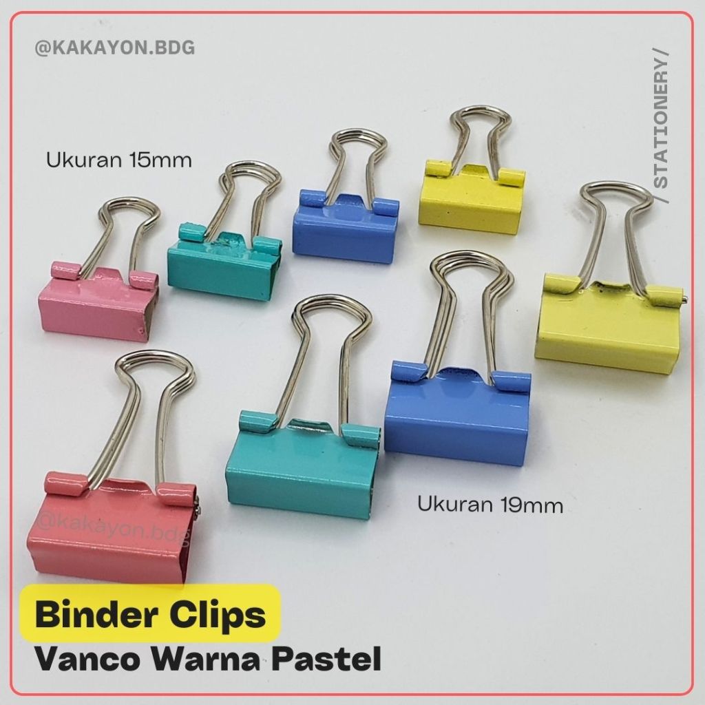 

Binder Clips Vanco Warna Pastel / Penjepit Kertas / Penjepit Snack